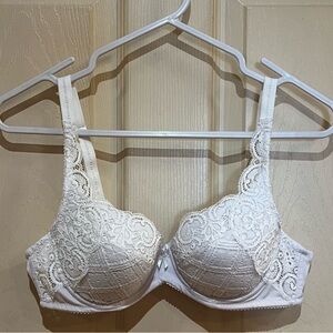 Elegant White Lace Bra, Size 36B
